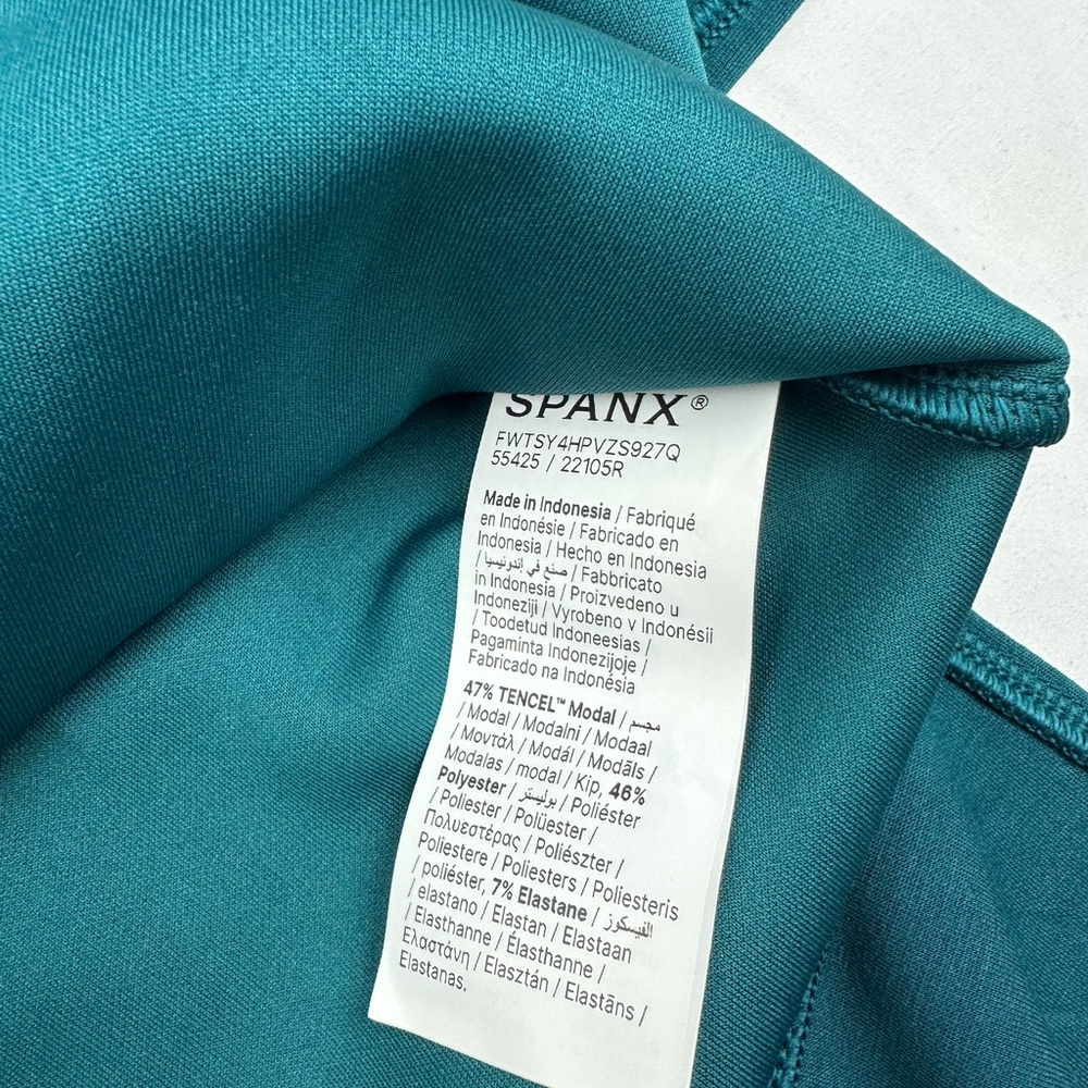 SPANX AirEssentials Long Sleeve crew Sweatshirt in emerald bay NEW size XS - Picture 5 of 11